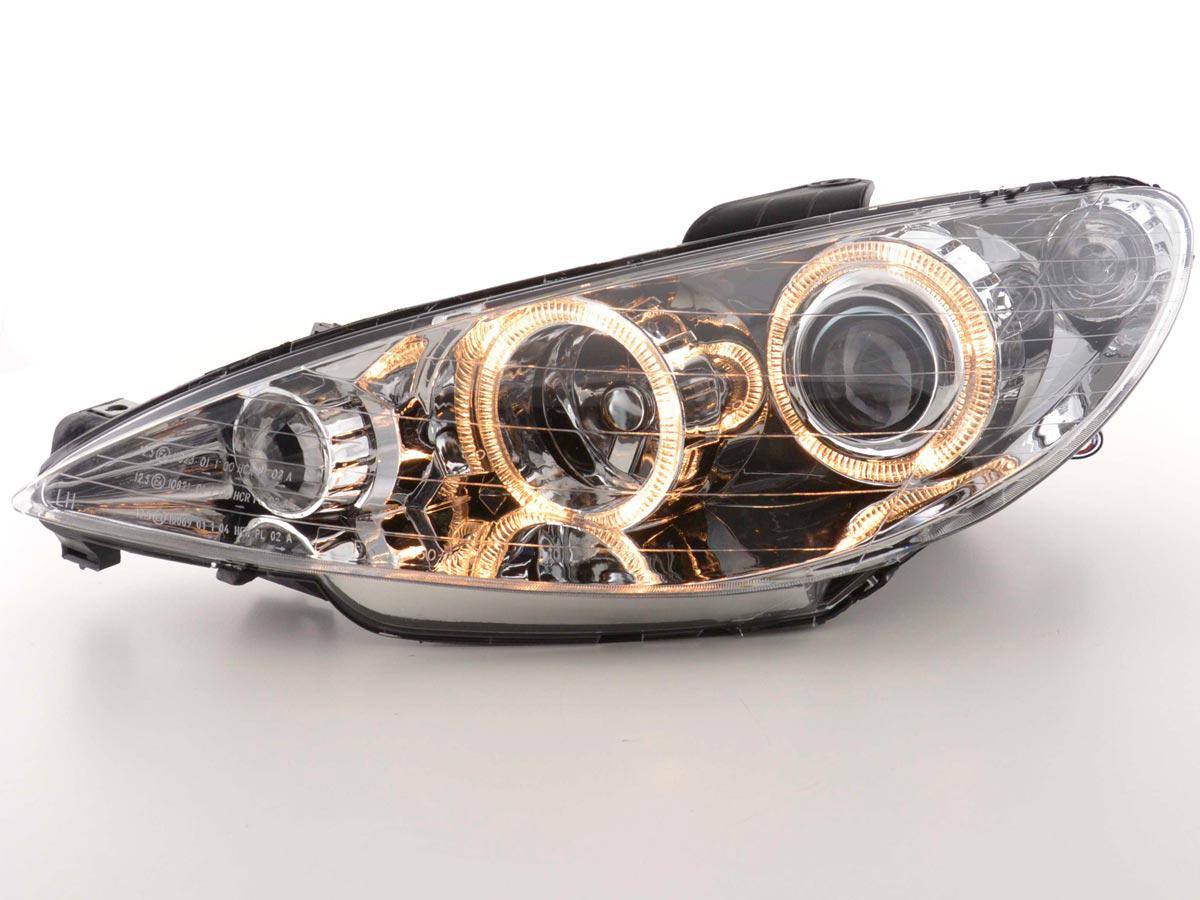 Přední světla s Angel Eyes Peugeot 206 - Spoilercentrum - online tuning ...