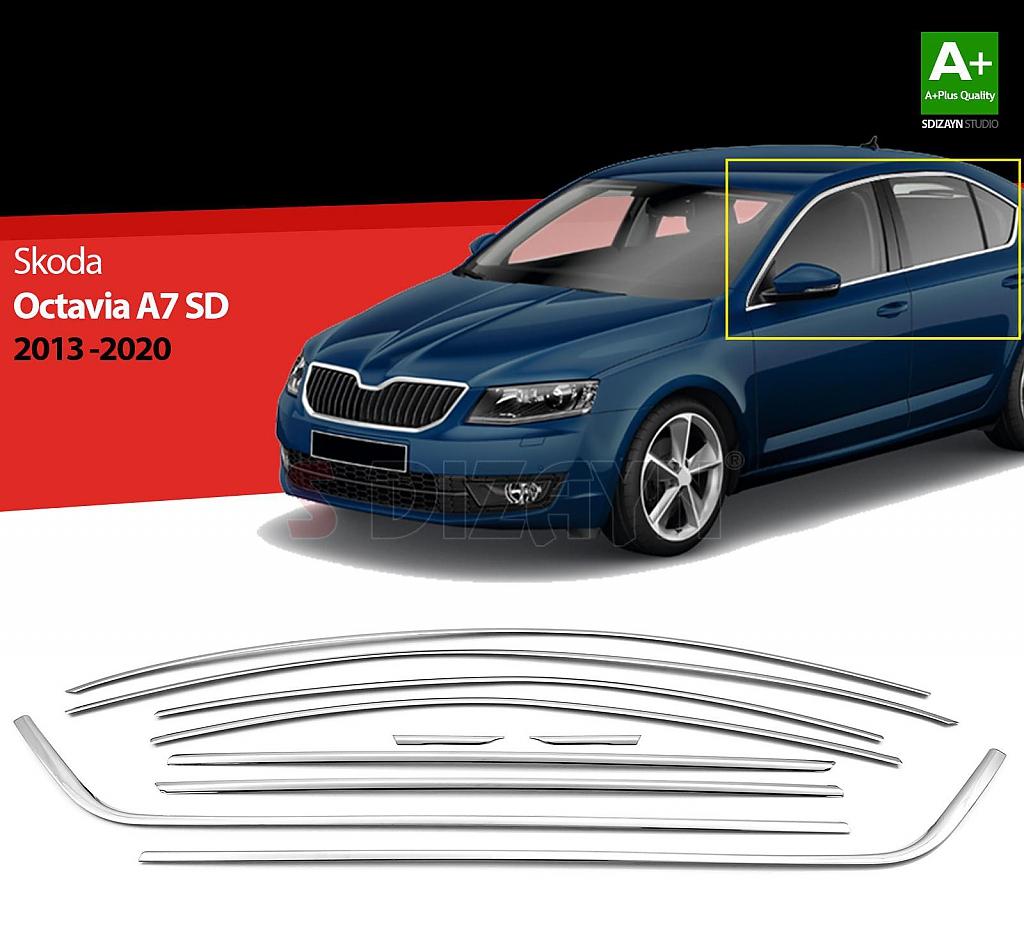 Nerez chrom li�ty kolem oken dve�� �koda Octavia III