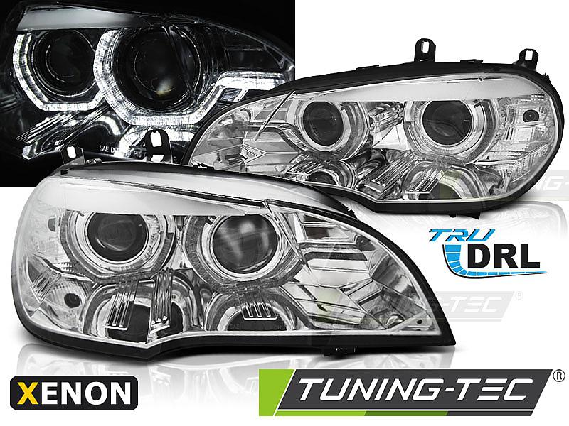 Pedn svtla xenon D1S 3D LED DRL BMW X5 E70 chromov