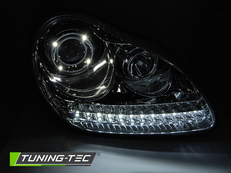 Přední LED xenon světla Porsche Cayman - chromové provedení