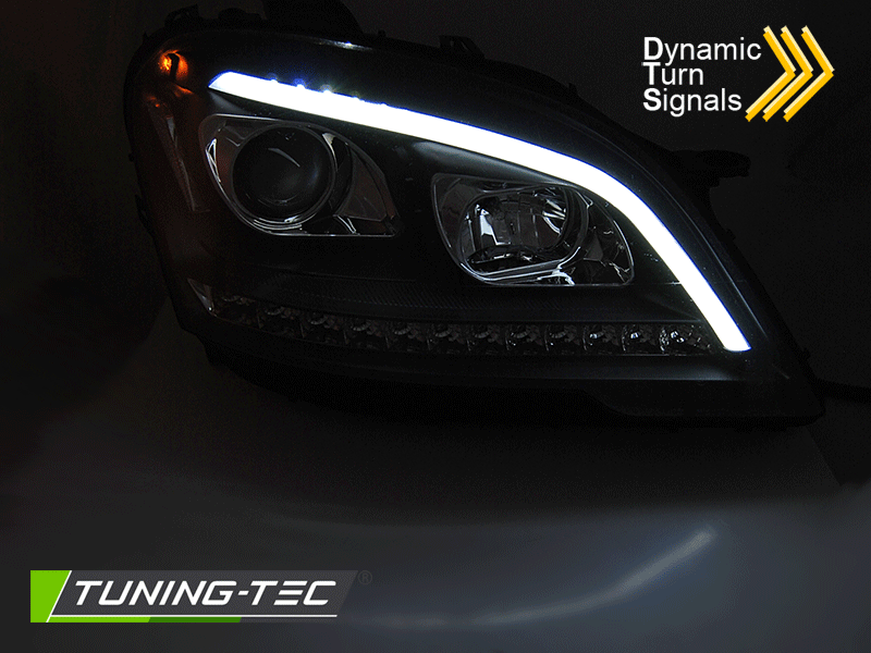 Pedn LED svtla s dynamickm blinkrem a dennm svcenm Mercedes ML M Class (W164) - ern proveden