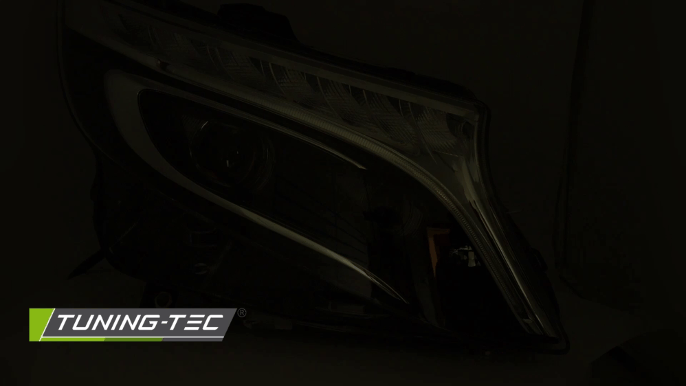 P�edn� LED sv�tla s dynamick�m blinkrem a denn�m sv�cen�m pro Mercedes V-Class / Vito W447, �ern� proveden�