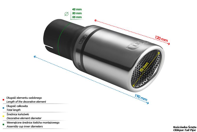 Koncovka výfuku Ulter RS kulatá, průměr 70mm / délka 120mm