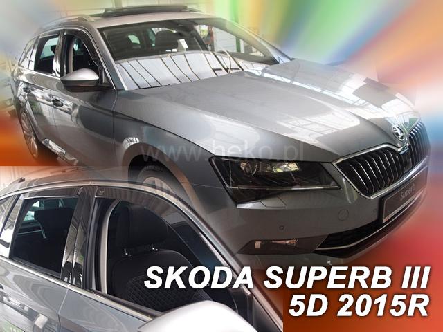 Deflektory-ofuky oken oken koda Superb combi, 5dv. + zadn